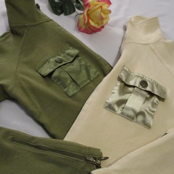 π J.J BASICS VINTAGE GREEN AND BEIGE (2) FULL-ZIP CROP TOPS β SIZE L π - Picture 2 of 15